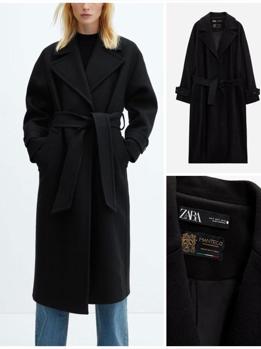 ZARA ~ Belted Wool Blend Coat